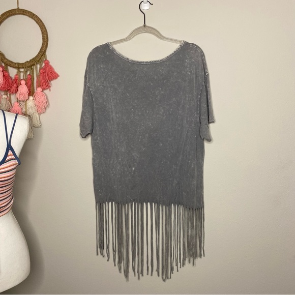 AC/DC Festival Fringe Tee Grey Wash Soft Fabric - Picture 6 of 7